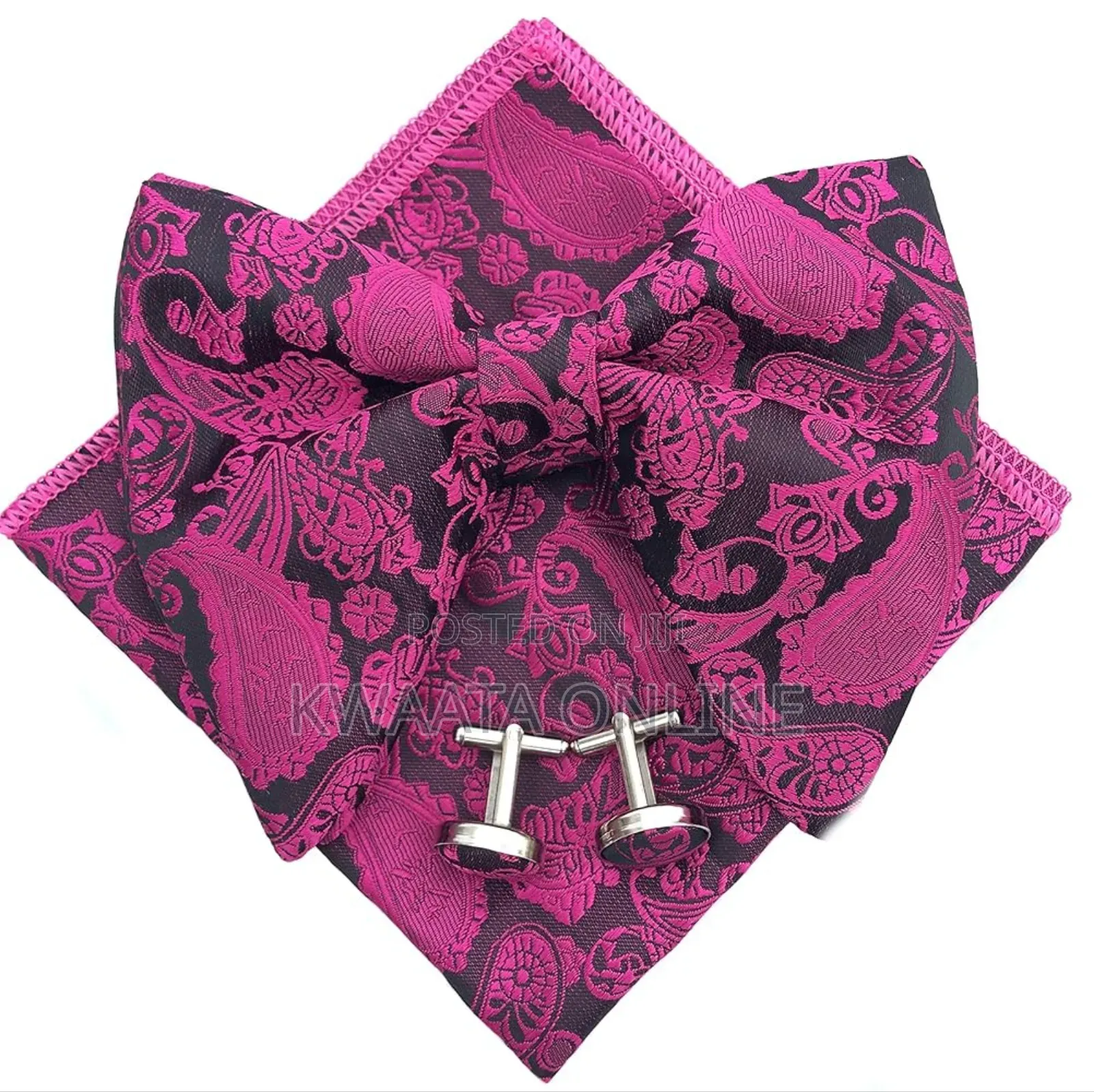 Butterfly Tuxedo Bow Tie Hankie Cufflinks Set In A Gift Box