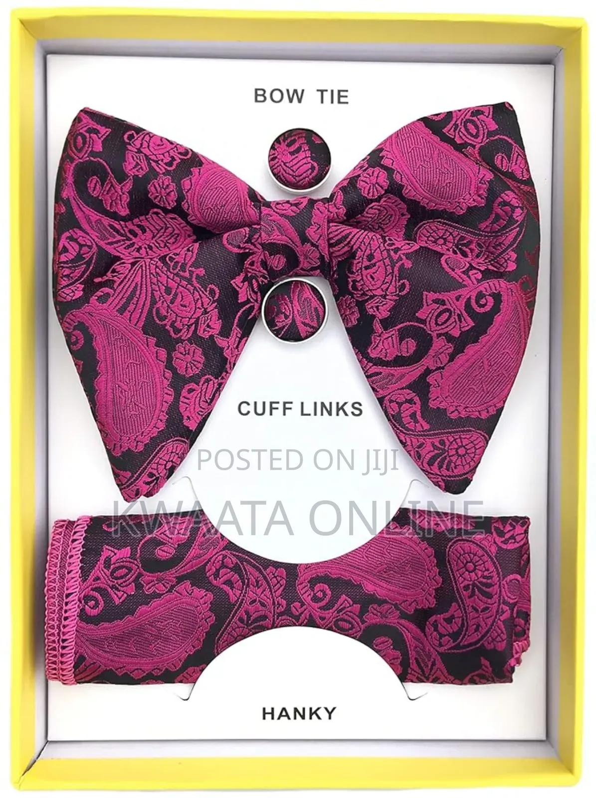 Butterfly Tuxedo Bow Tie Hankie Cufflinks Set In A Gift Box