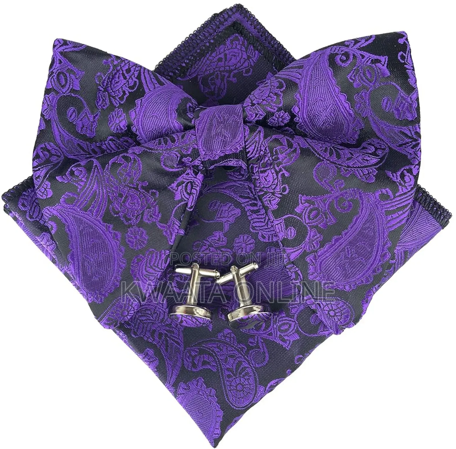 Butterfly Tuxedo Bow Tie Hankie Cufflinks Set In A Gift Box