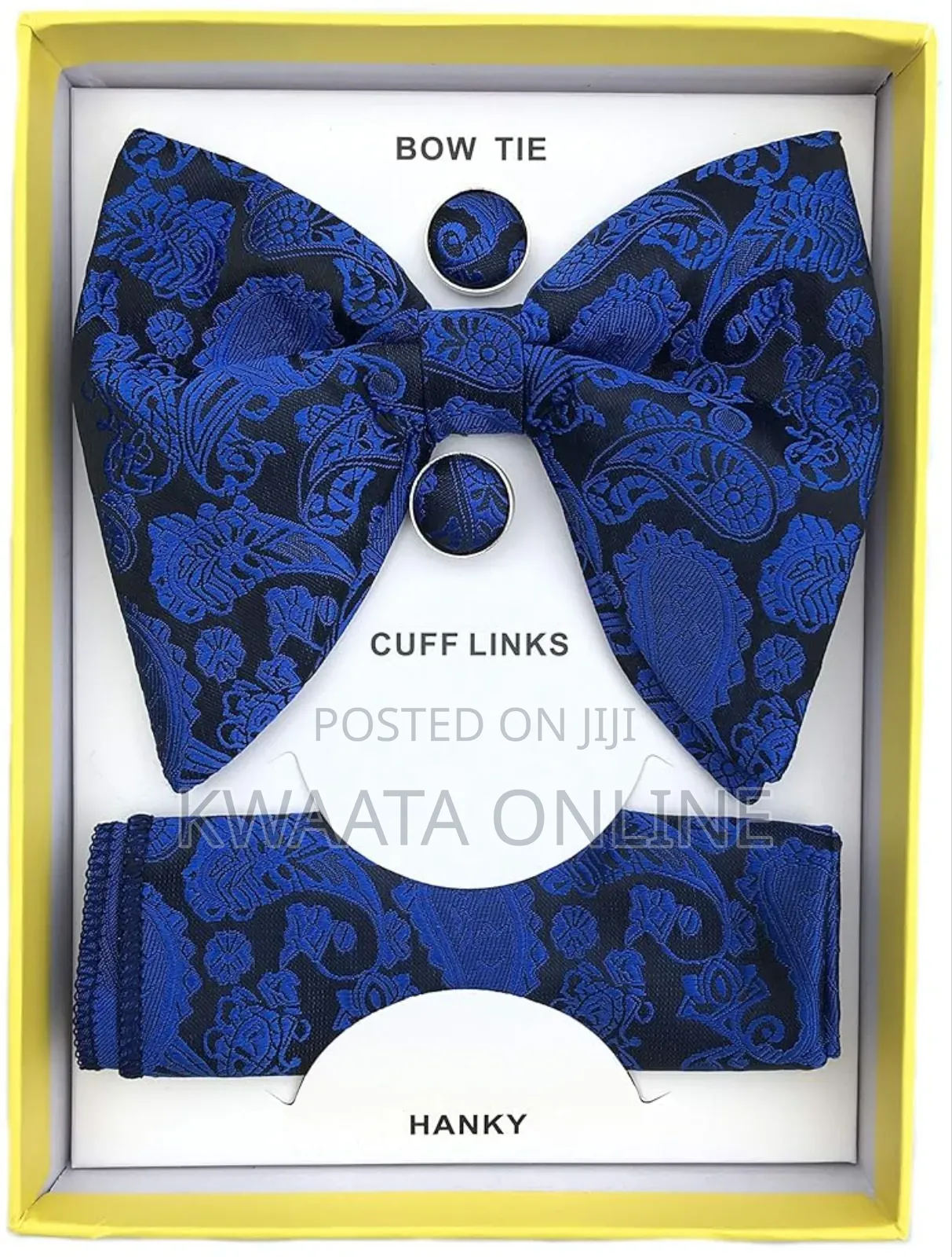 Butterfly Tuxedo Bow Tie Hankie Cufflinks Set In A Gift Box