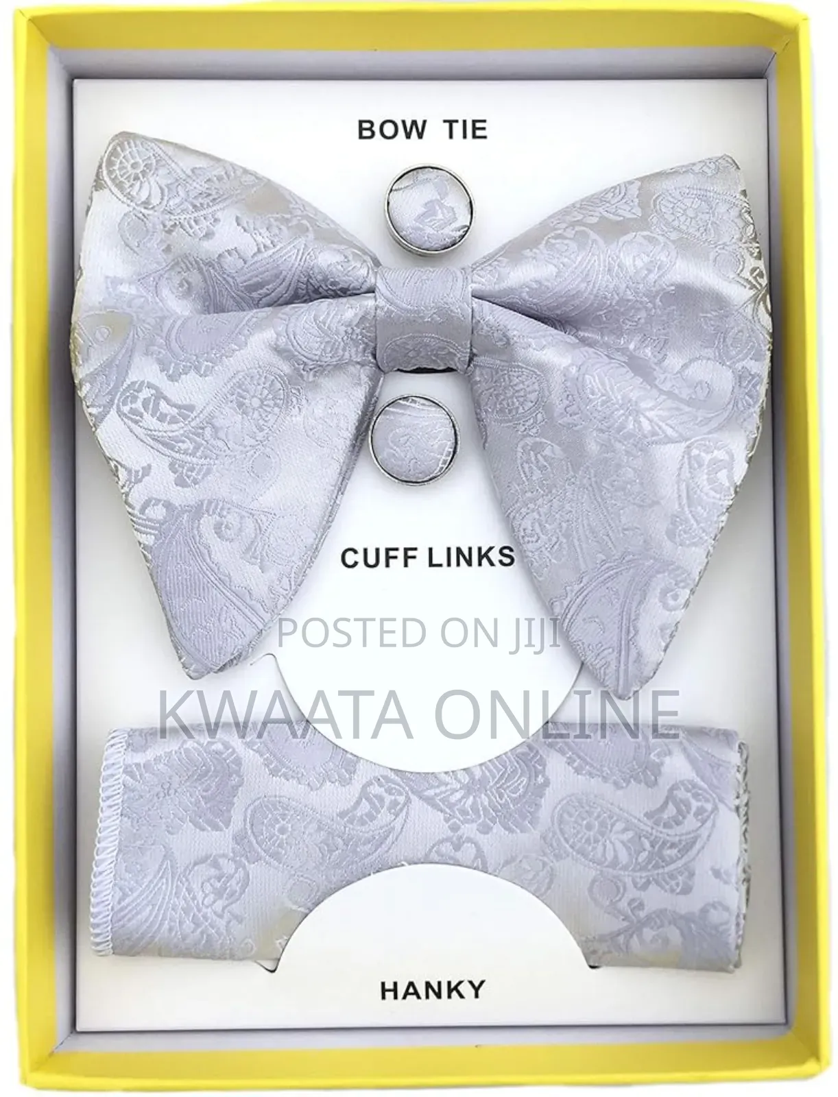 Butterfly Tuxedo Bow Tie Hankie Cufflinks Set In A Gift Box