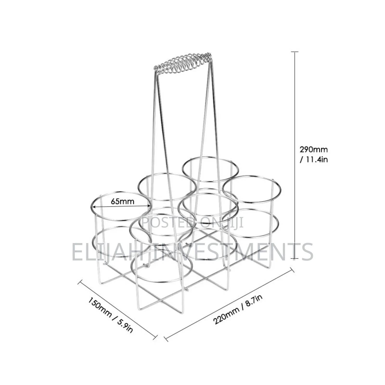 Stainless Steel 6 Bottle Metal Rack Crate