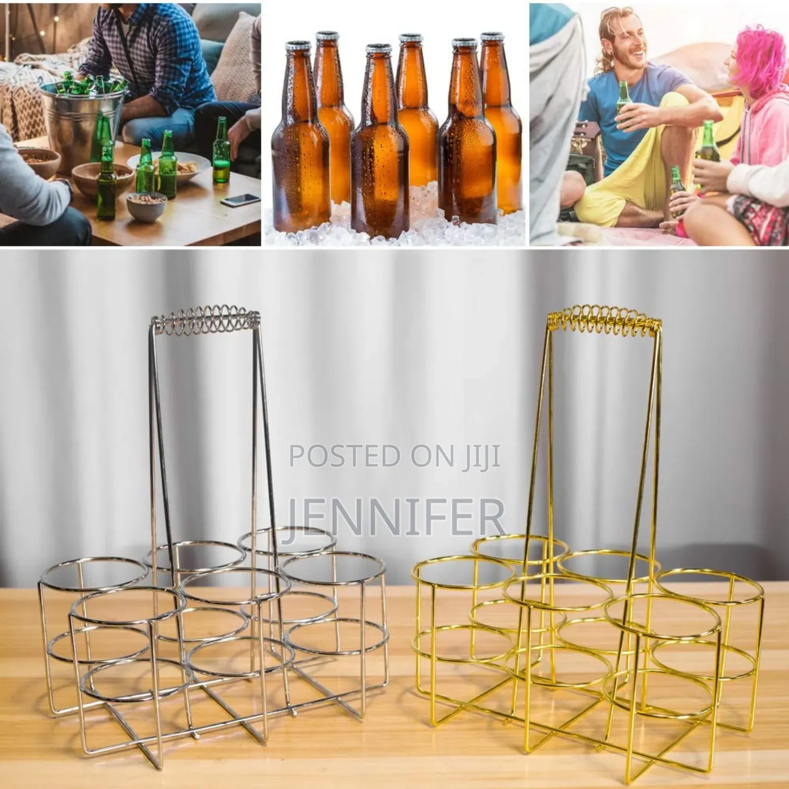 Stainless Steel 6 Bottle Metal Rack Crate