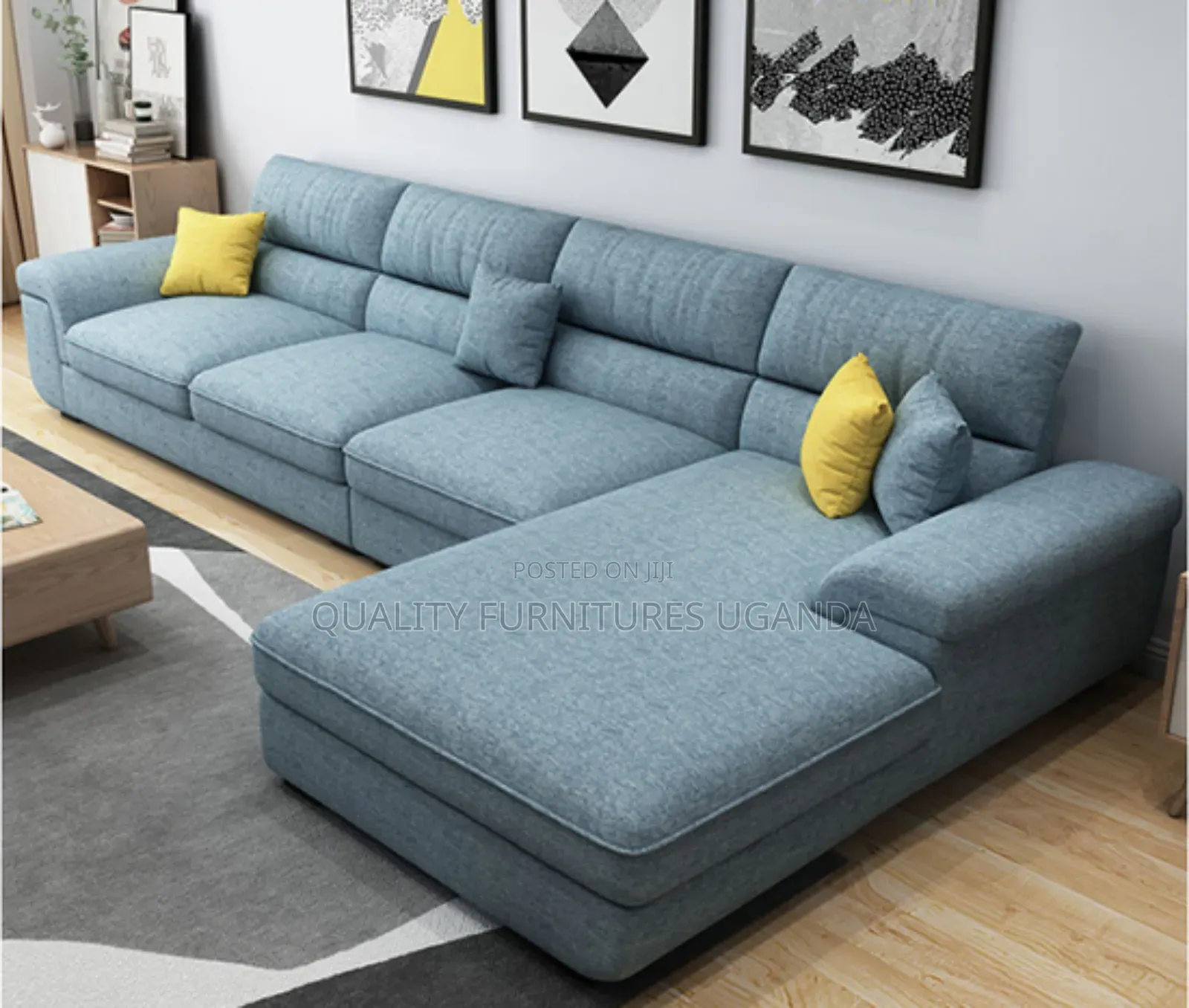 L Sofa Set With Piping
