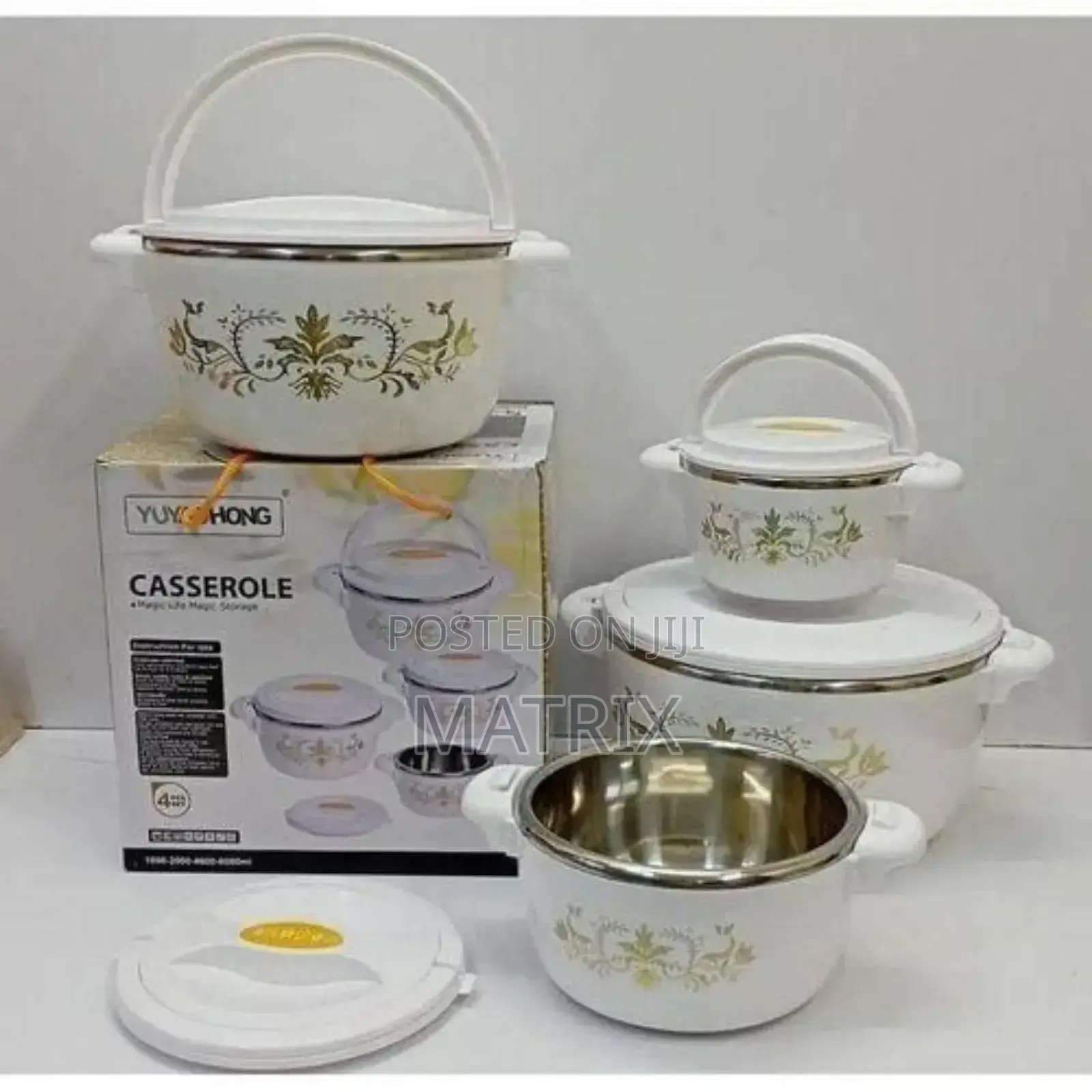 4pc Stainless Steel Insulated Hotpot Dishes