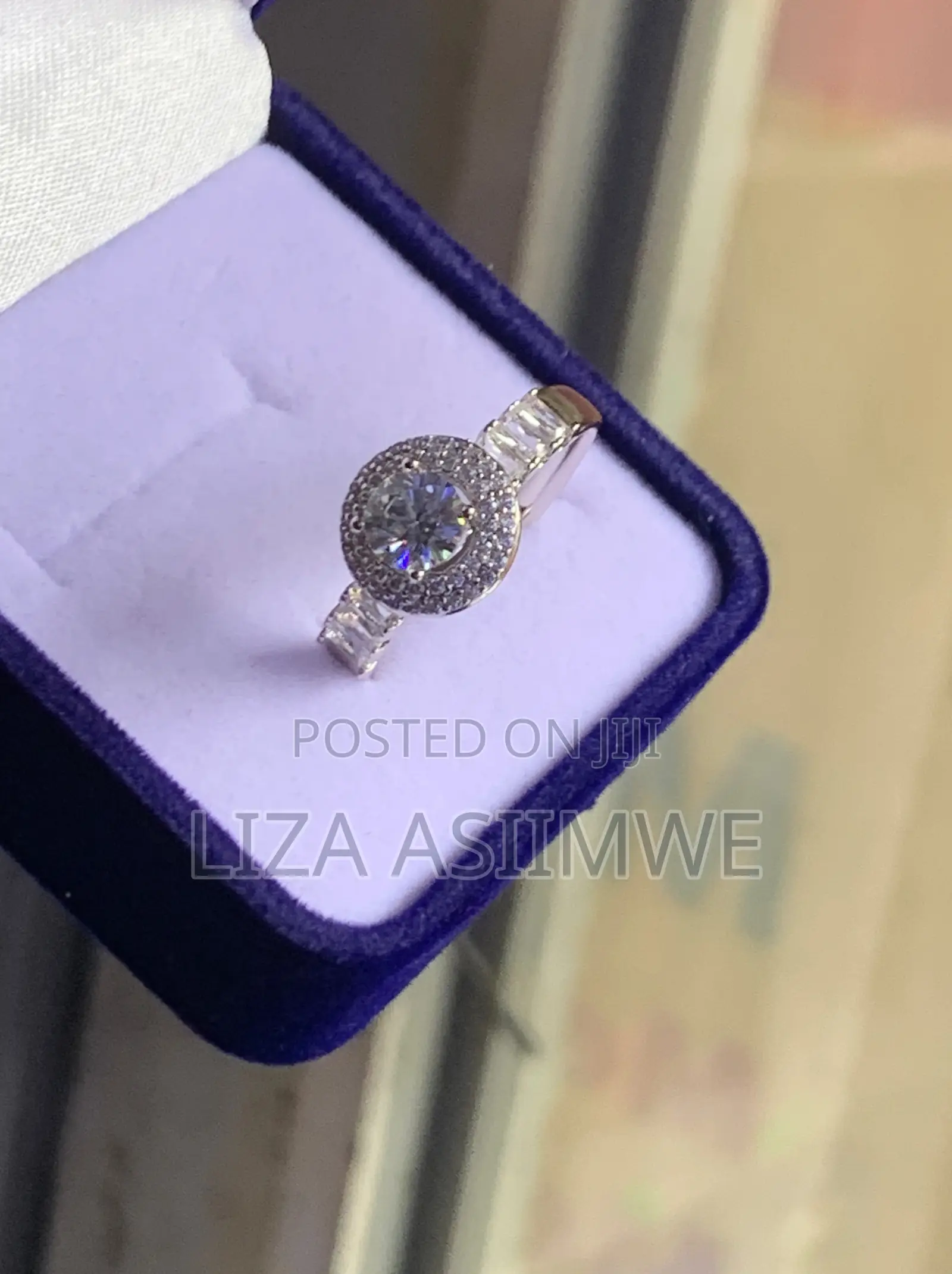 Sparkling Moissanite Halo Engagement Ring (Size 10)