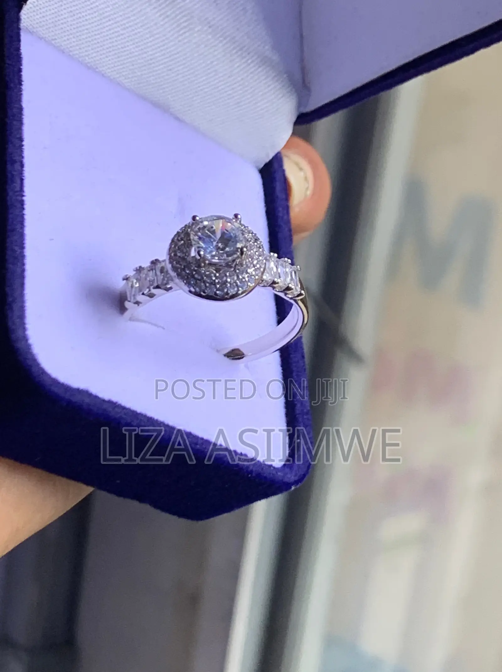 Sparkling Moissanite Halo Engagement Ring (Size 10)