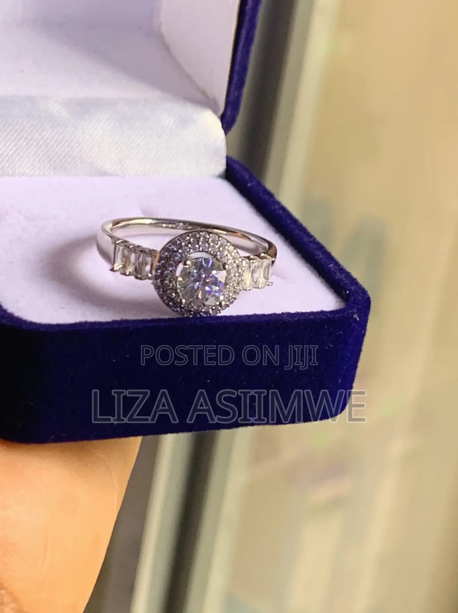 Sparkling Moissanite Halo Engagement Ring (Size 10)