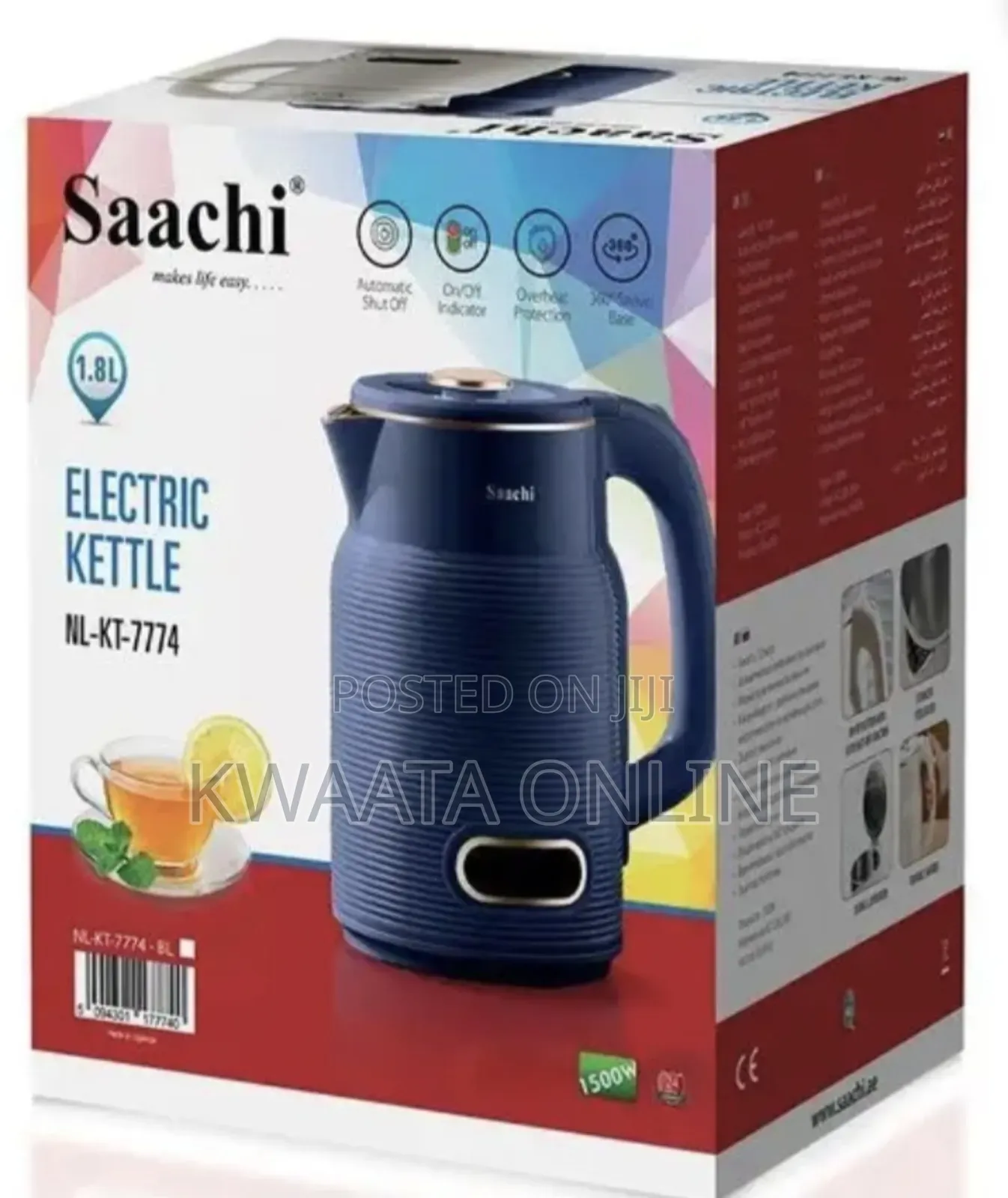 Saachi 1.8-litres Electric Kettle Nl-kt-7774. White/Black