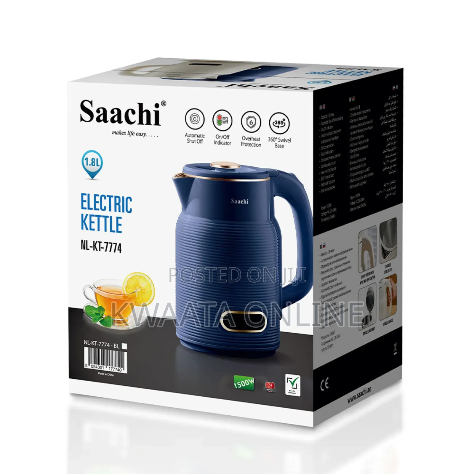 Saachi 1.8-litres Electric Kettle Nl-kt-7774. White/Black