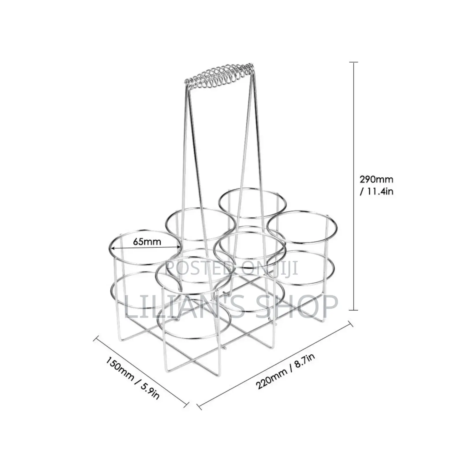 Stainless Steel 6 Bottle Metal Rack Crate