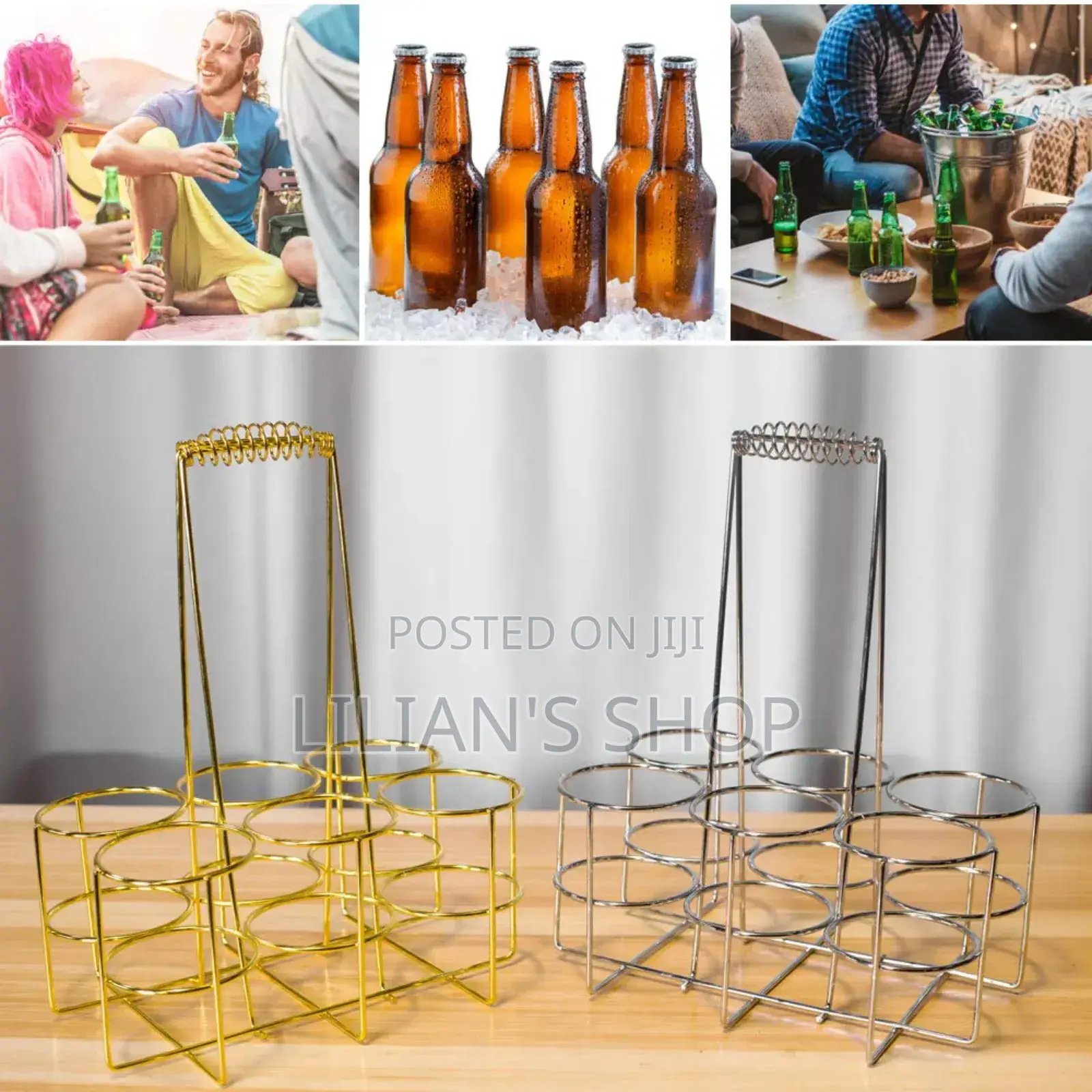 Stainless Steel 6 Bottle Metal Rack Crate