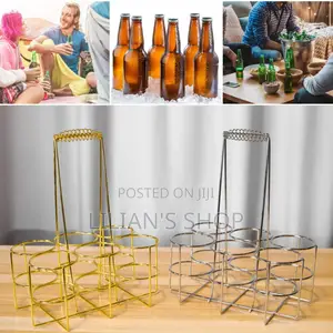 Stainless Steel 6 Bottle Metal Rack Crate