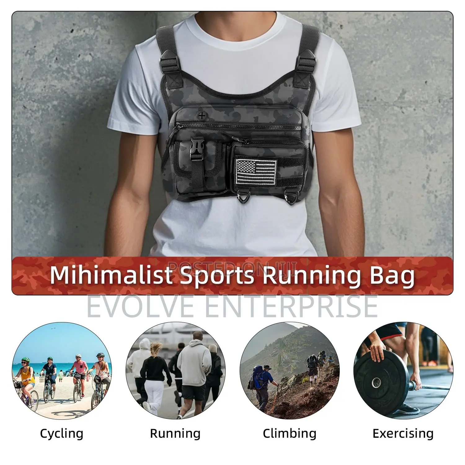 Sports Chest Bag For Men Running Vest Tactical Pack