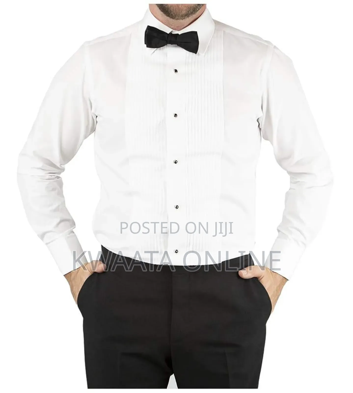 Men's Dinner Party Tuxedo Shirt French Cuff 1/4 Inch Pleat