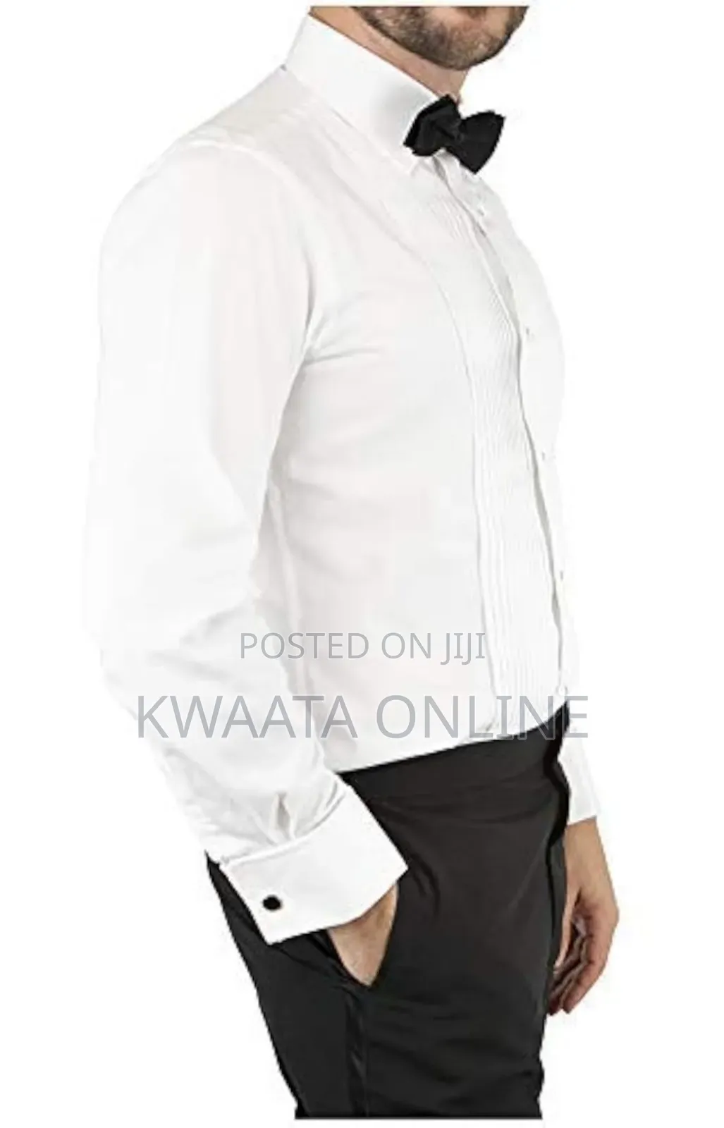 Men's Dinner Party Tuxedo Shirt French Cuff 1/4 Inch Pleat