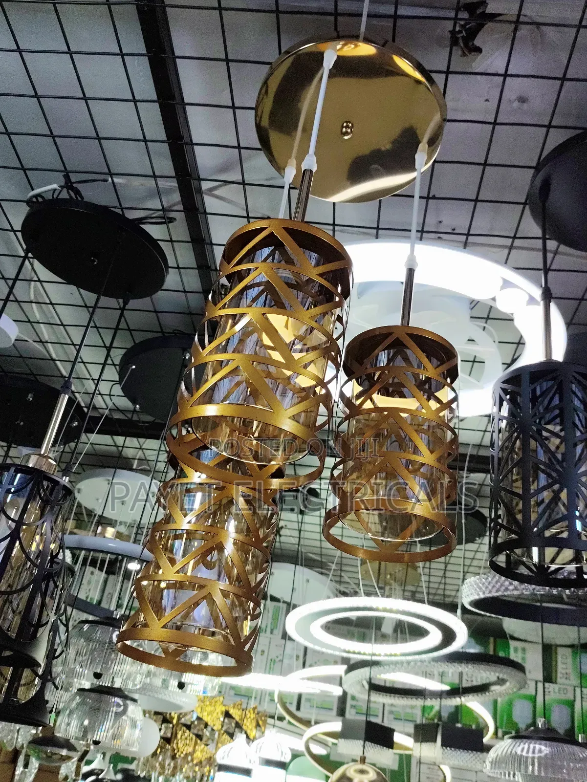 3in 1 Modern Gold Living Room Hanging Lamp