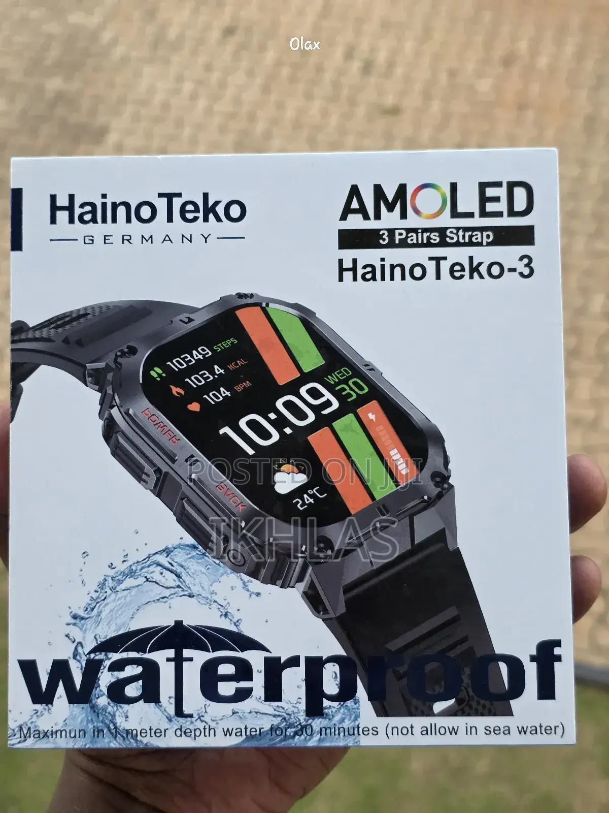 Hainoteko 3 Amoled Display Waterproof Smart Watch With 3 Pair Straps