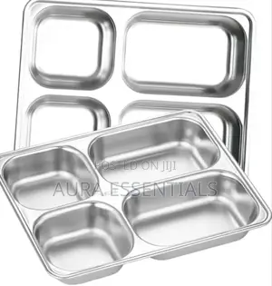 2pcs Stainless Steel Rectangular Food Serving Plate Tray