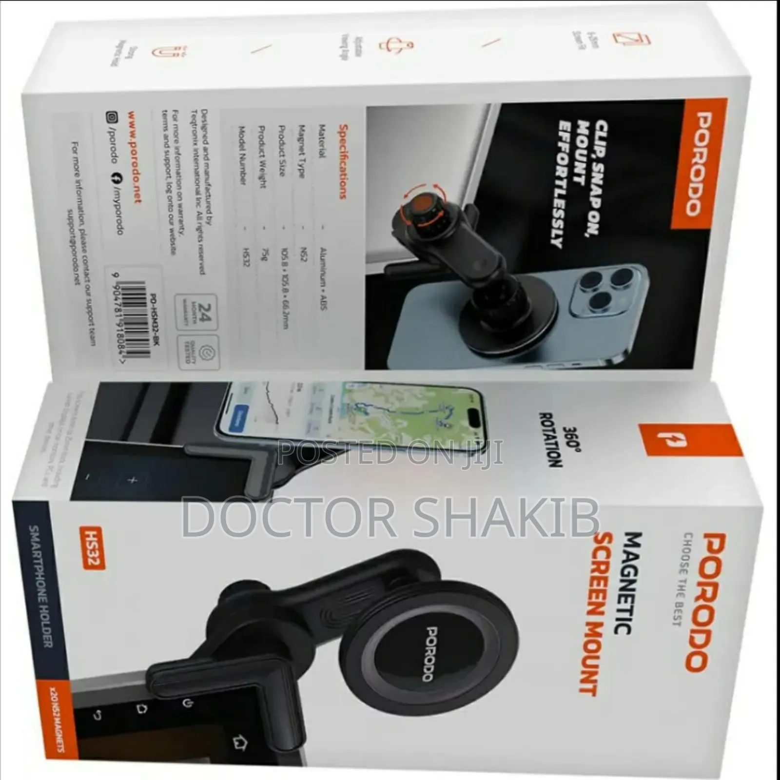 Brand New Porodo Magnetic Screen Mount - Black
