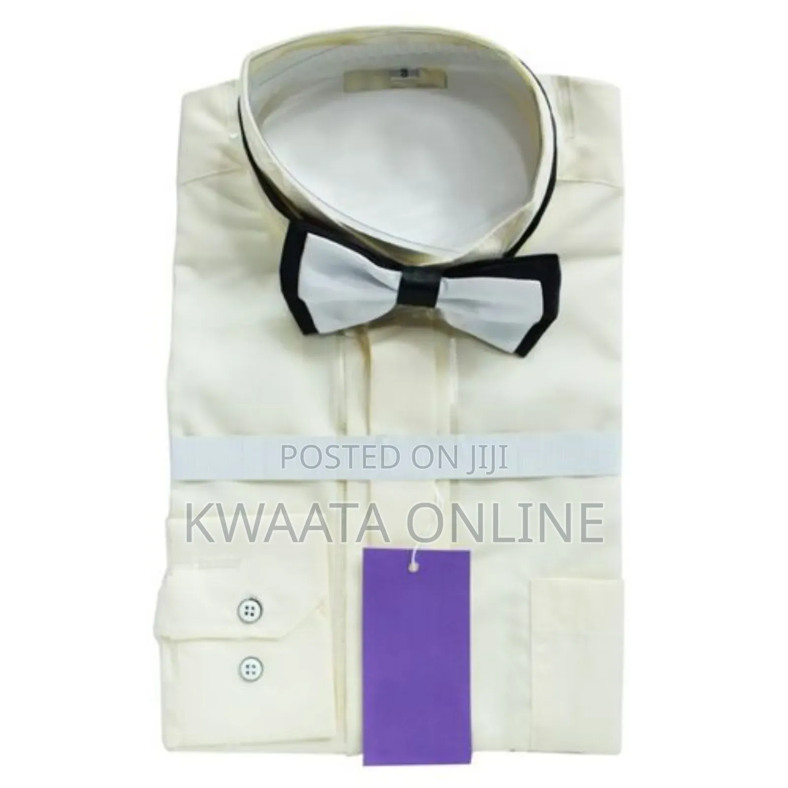 Men's Tuxedo Dress Shirt With Bow-Tie (Lay-Down Plain)