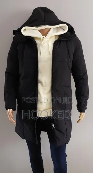 Photo - Black Hooded Unisex Jacket in Medium Size