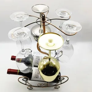 2 Bottle 6 Wine Glass Rack Storage Organizer Holder