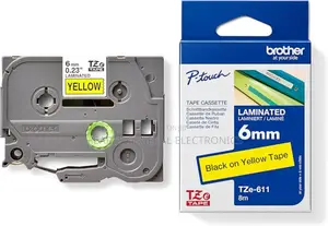 Brother Tze-611 Label Printer Tape ( Black on Yellow 6mm )
