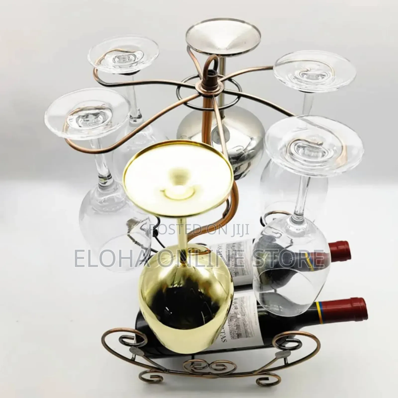 2 Bottle 6 Wine Glass Rack Storage Organizer Holder