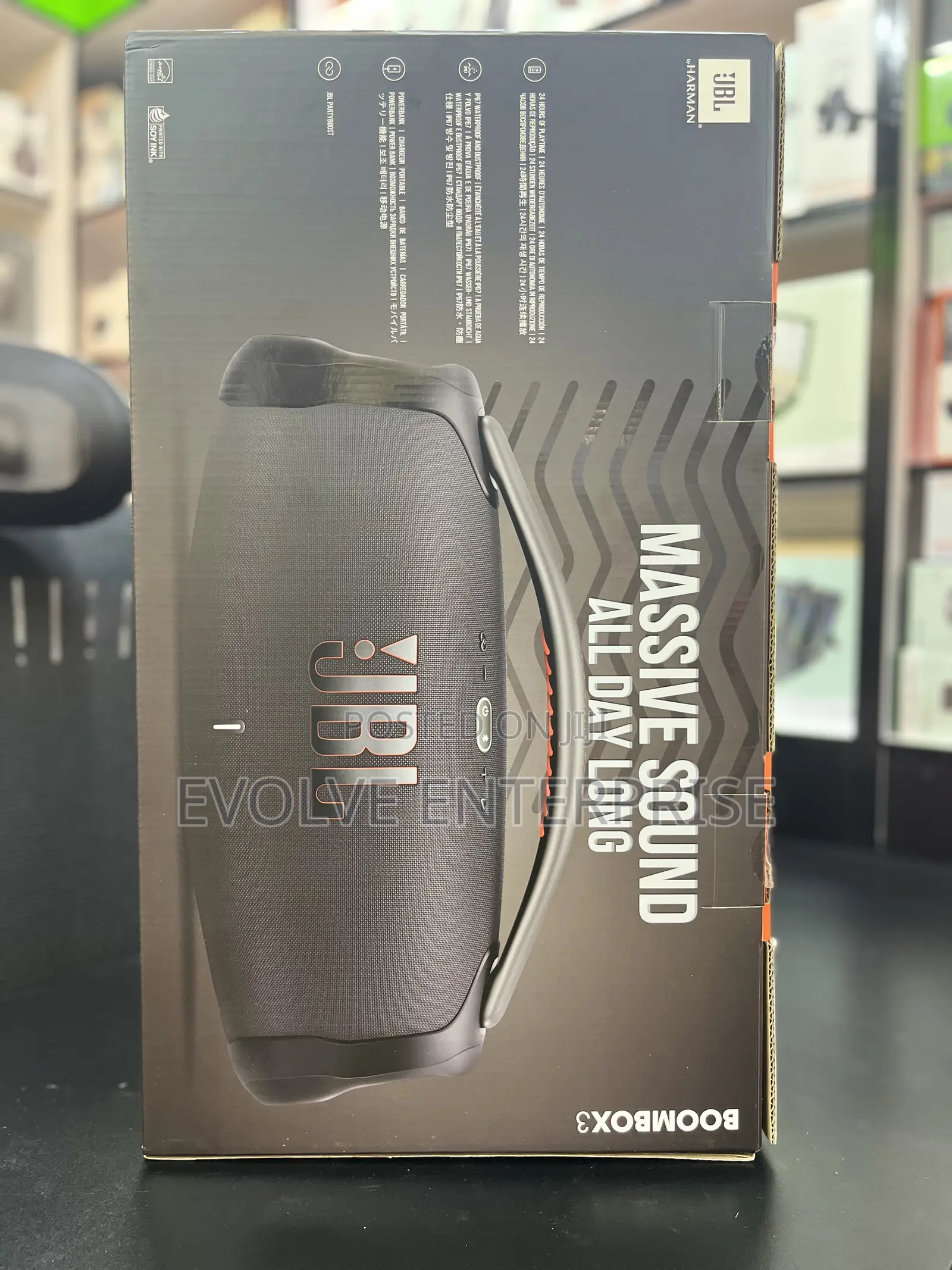 Jblboombox 3 Black Portable Bluetooth Speaker