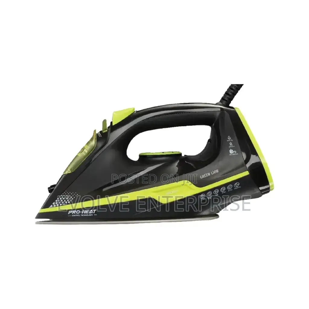 Green Lion Essential Care Steam Iron 2200w - Black and Green