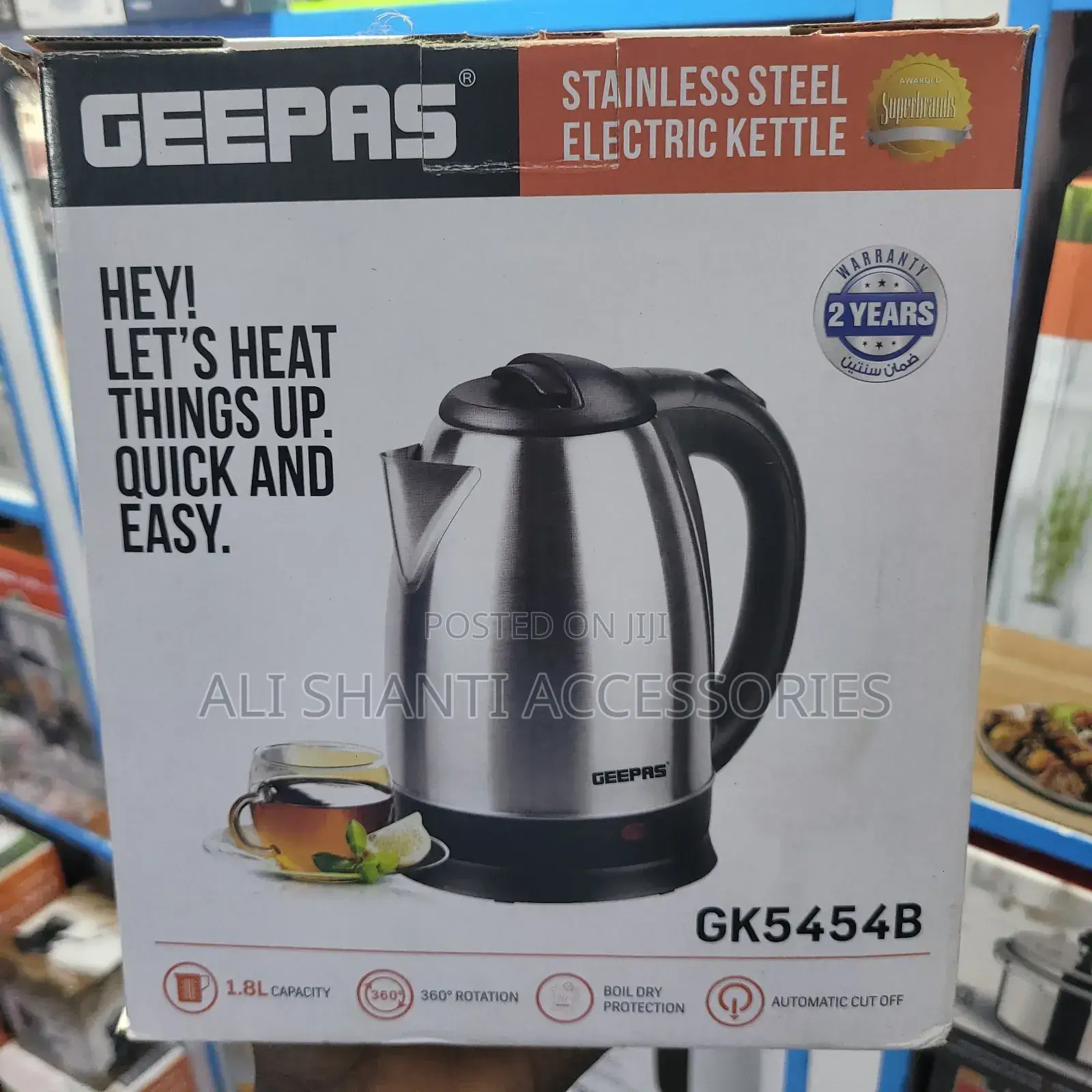 Stainless Steel Electric Water Kettle Geepas 1.8l