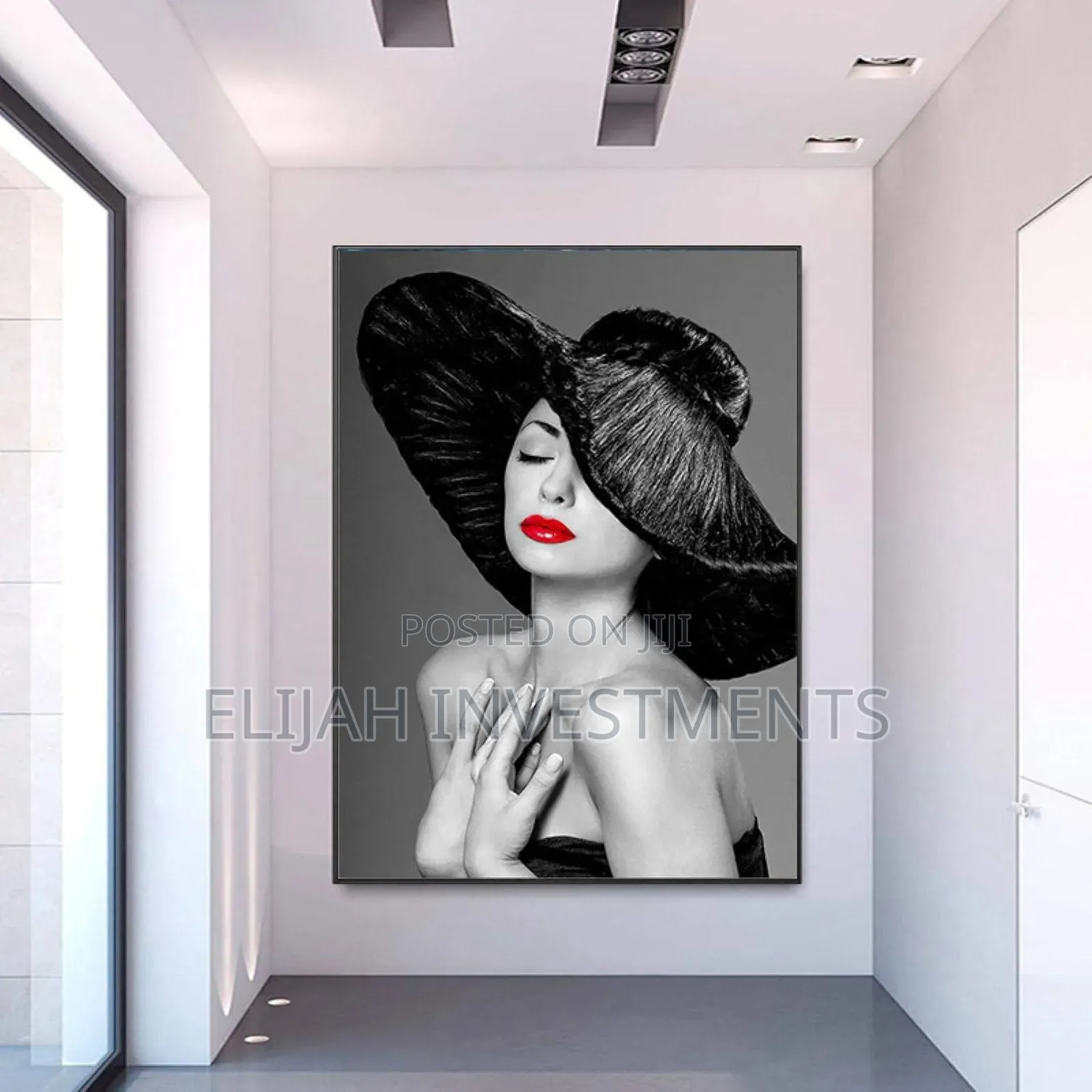 70x90cm Frameless Canvas Painting Woman With Red Lips Art
