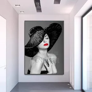 70x90cm Frameless Canvas Painting Woman With Red Lips Art