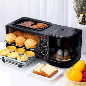 Hoffman 3-in-1 Breakfast Coffee Maker, Griddle, Toaster Oven