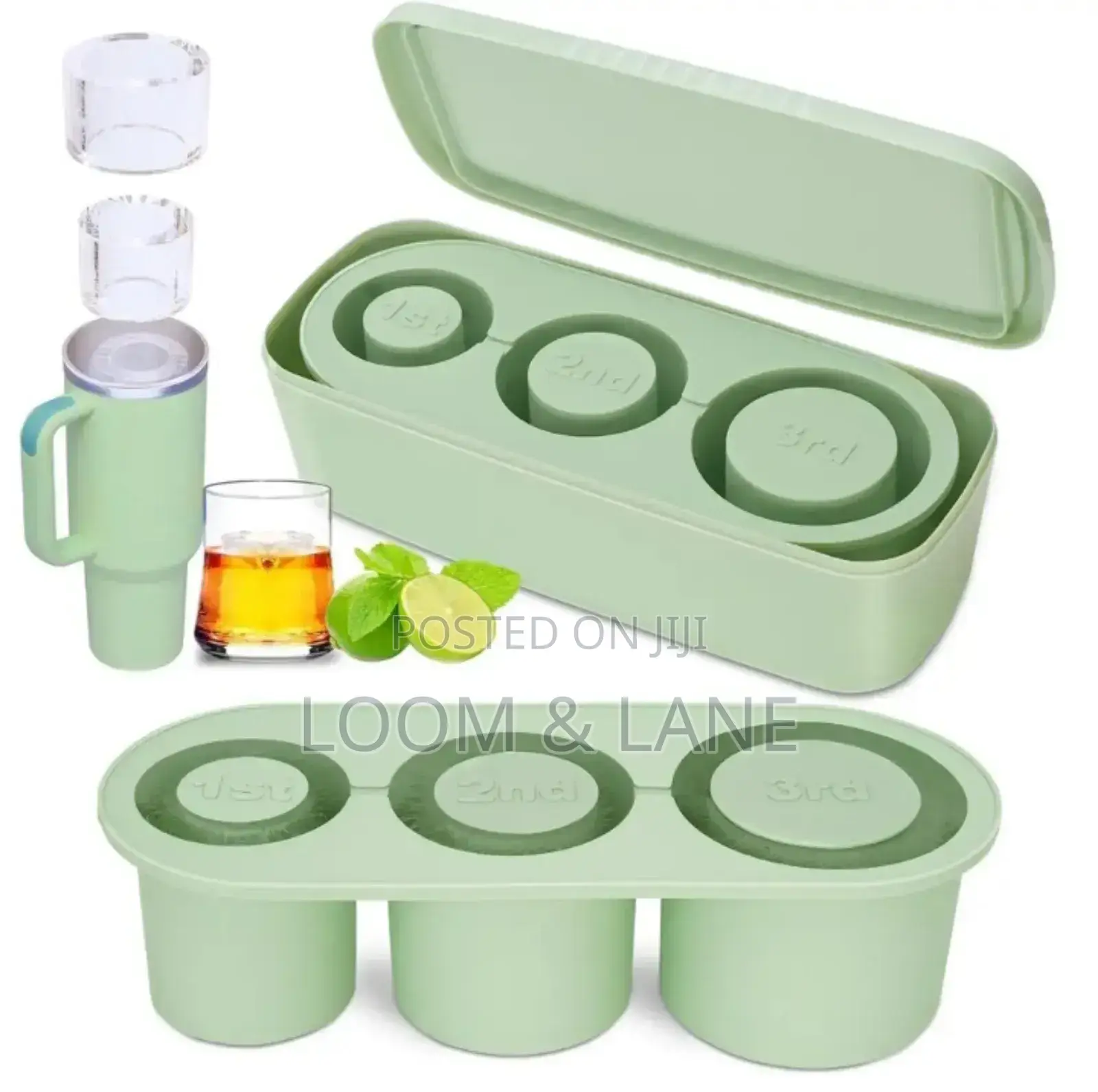 Cylinder Ice Cube Tray With Lid and Container