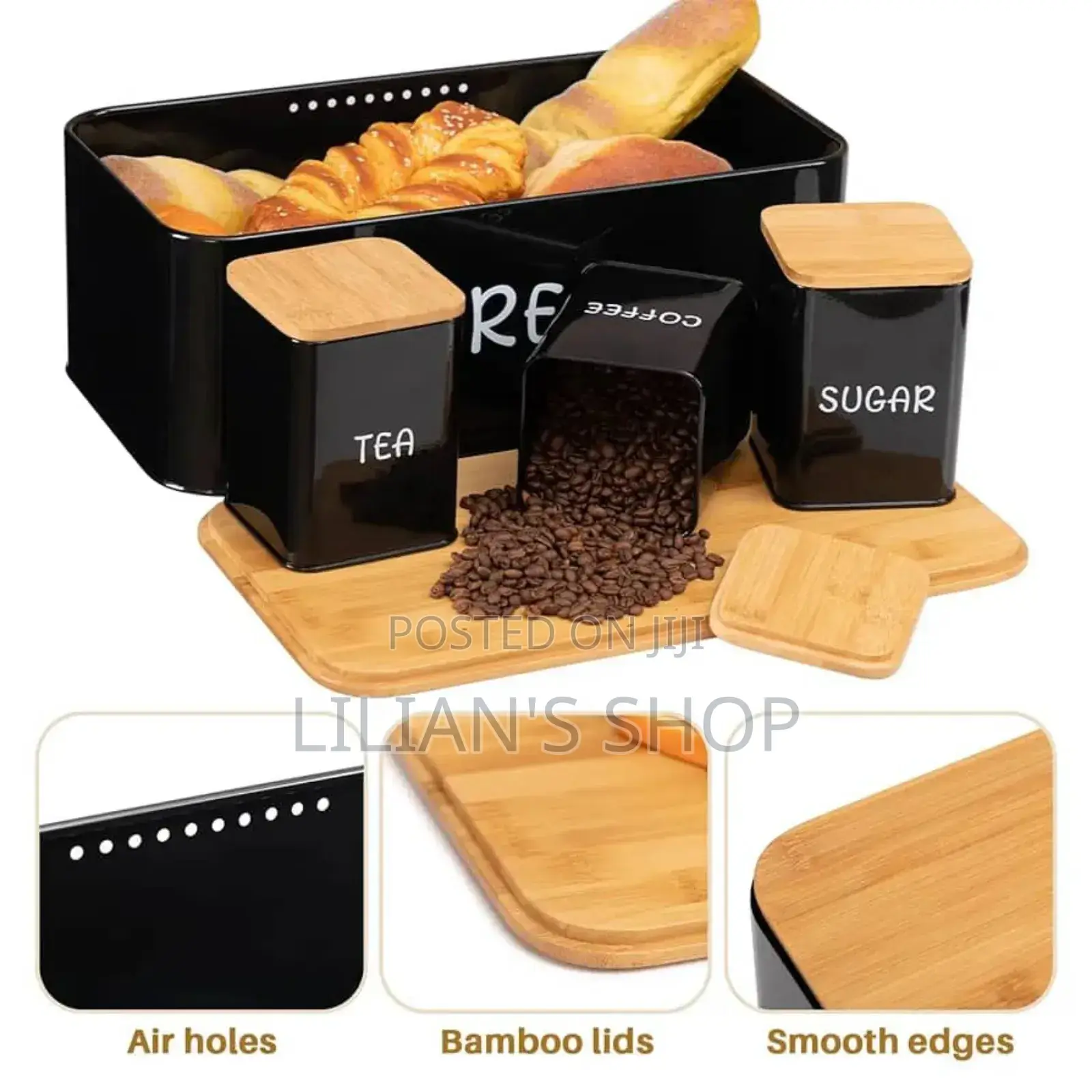 4-Piece Bread Bin Storage Canister Set