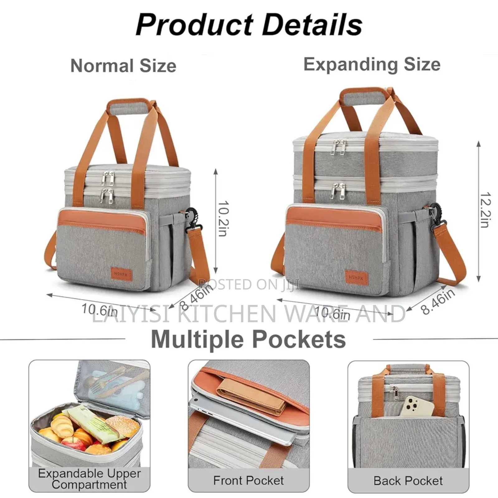 Lunch Bag, Shoulder Strap, Waterproof and Leak-Proof Office