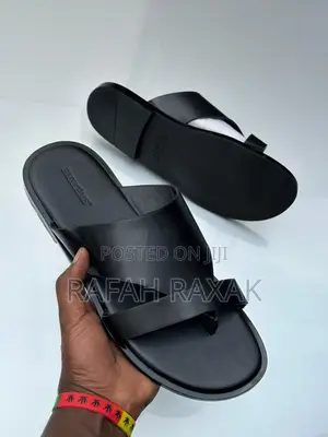 Men’S Super Classic Black Hermes Comfort Leather Sandals