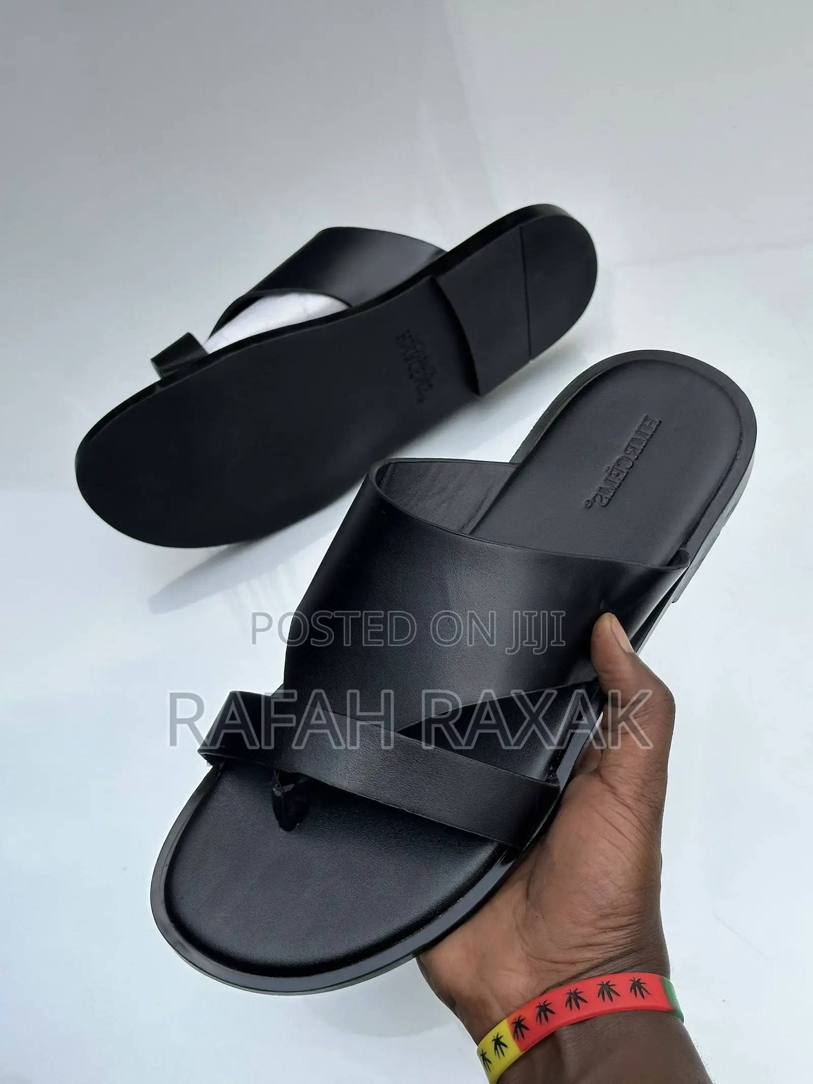 Men’S Super Classic Black Hermes Comfort Leather Sandals