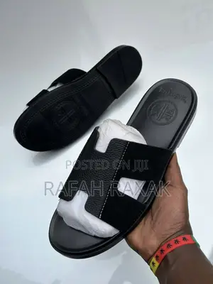 Original Men’S Classic Hermes Leather/Suede Push In Sandals