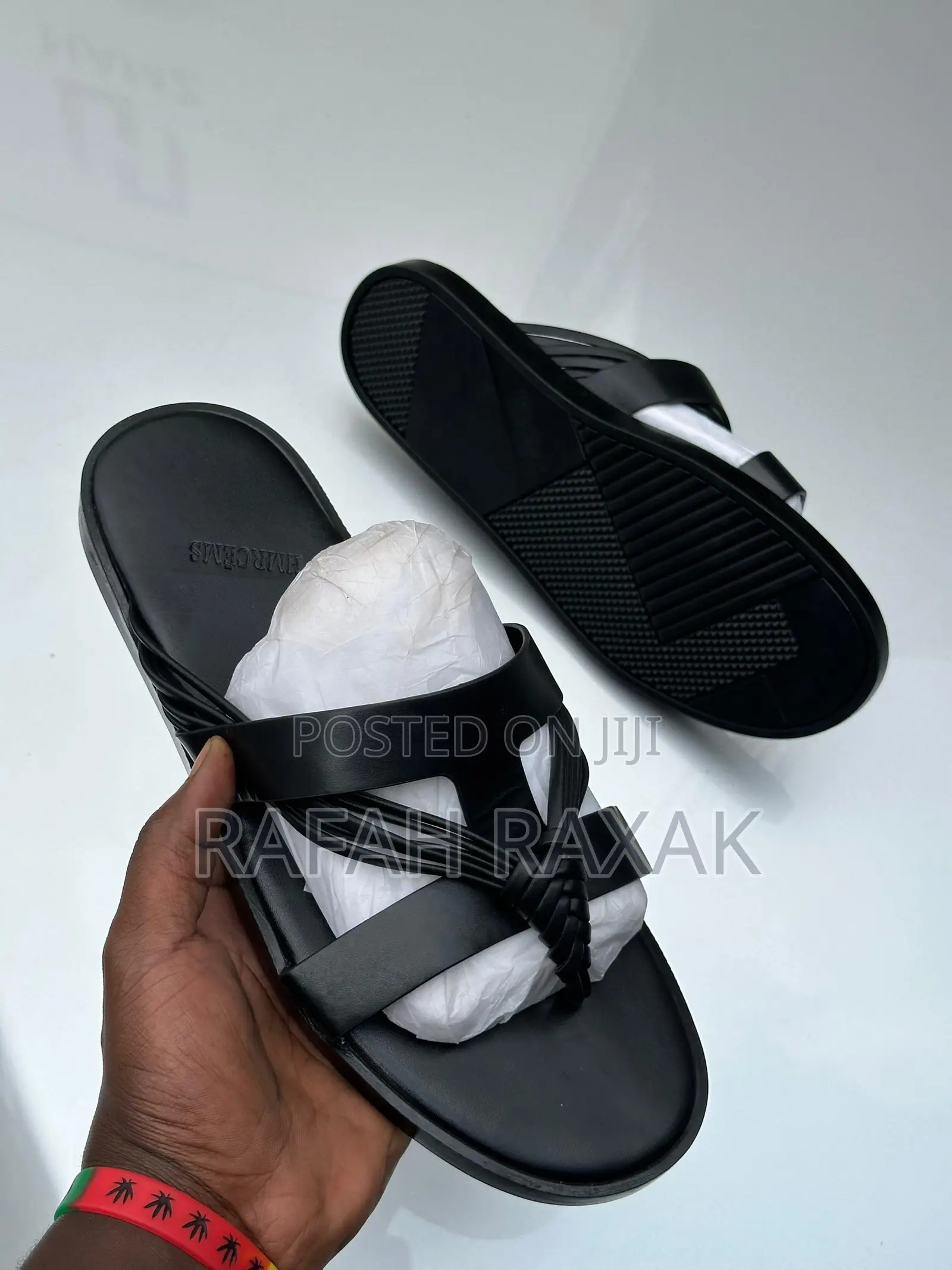 Men’S Super Classic Black Hermes Slipper Sandals