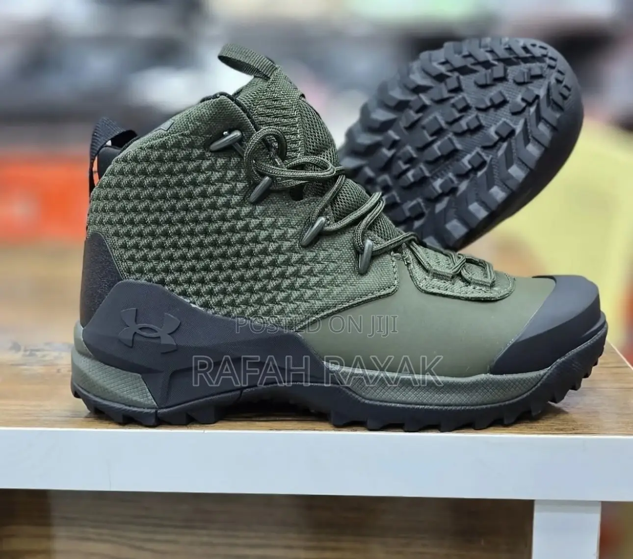 Original Classic Army Green Under Armour Mid Hiking Sneakers
