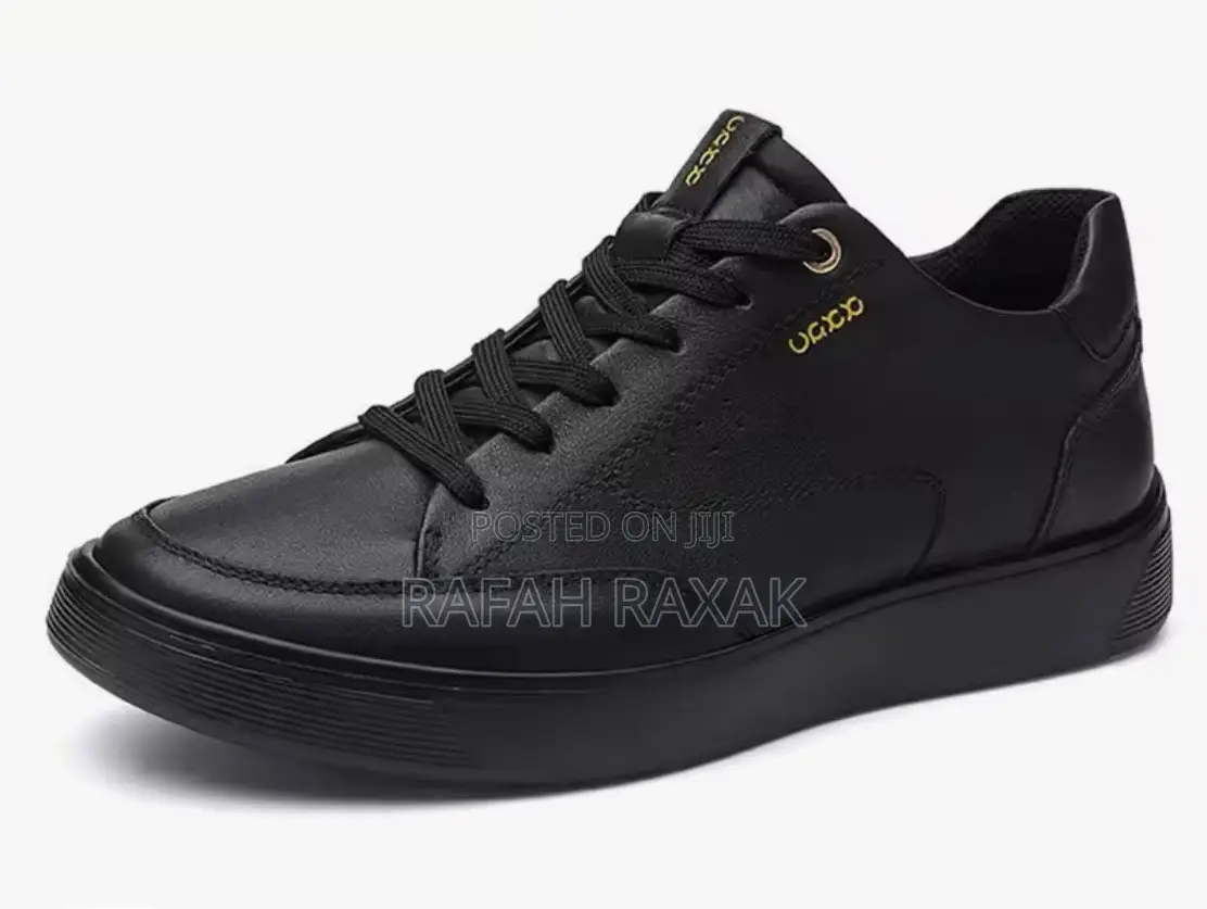 Men’S Super Classic Black Ecco Smart Casual Leather Sneakers