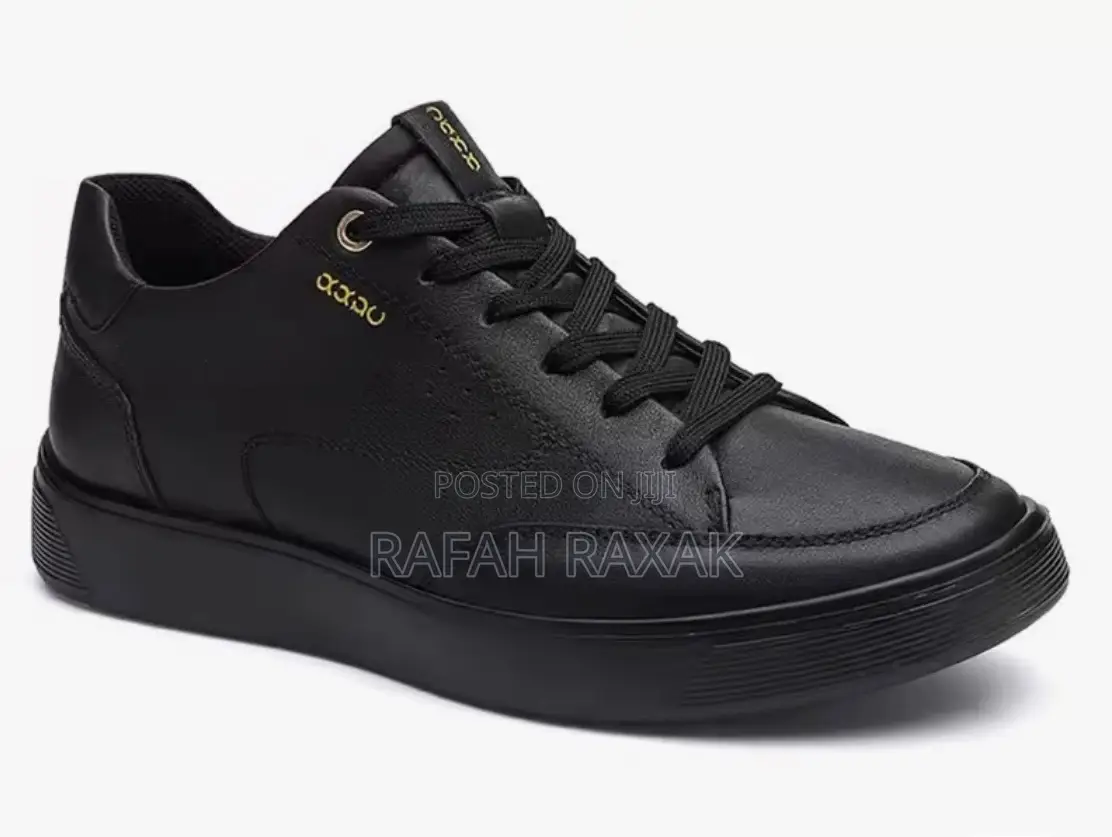 Men’S Super Classic Black Ecco Smart Casual Leather Sneakers