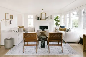 6 Sitter White Fabric Sofa Set