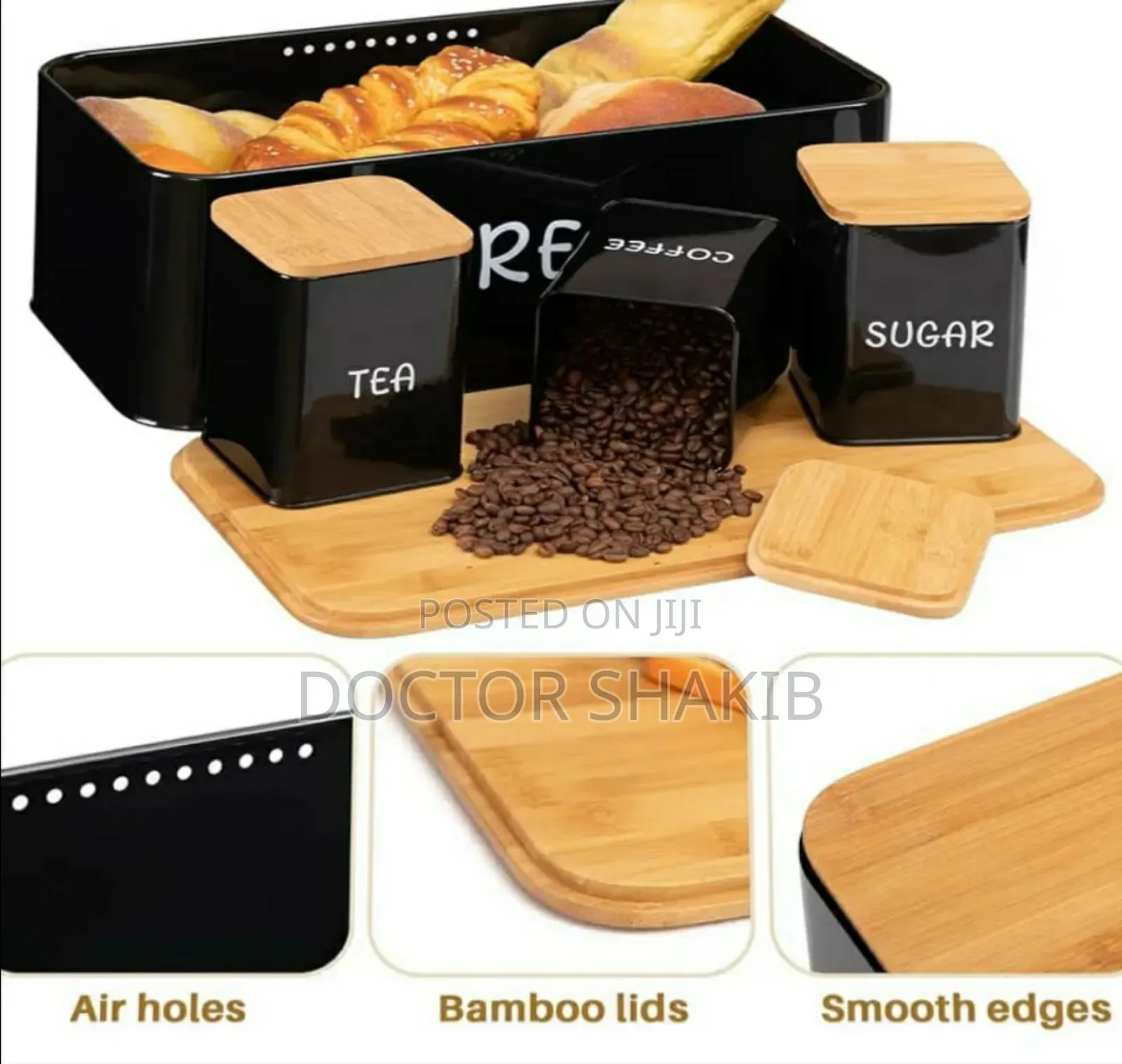 Luxurious 4-Piece Bread Bin Storage Canister Set