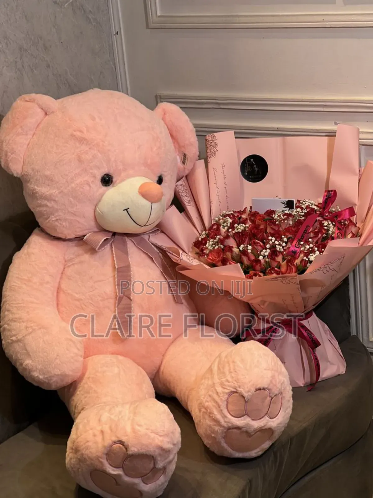 Fresh Flower Bouquet With 150cm Teddy Bear