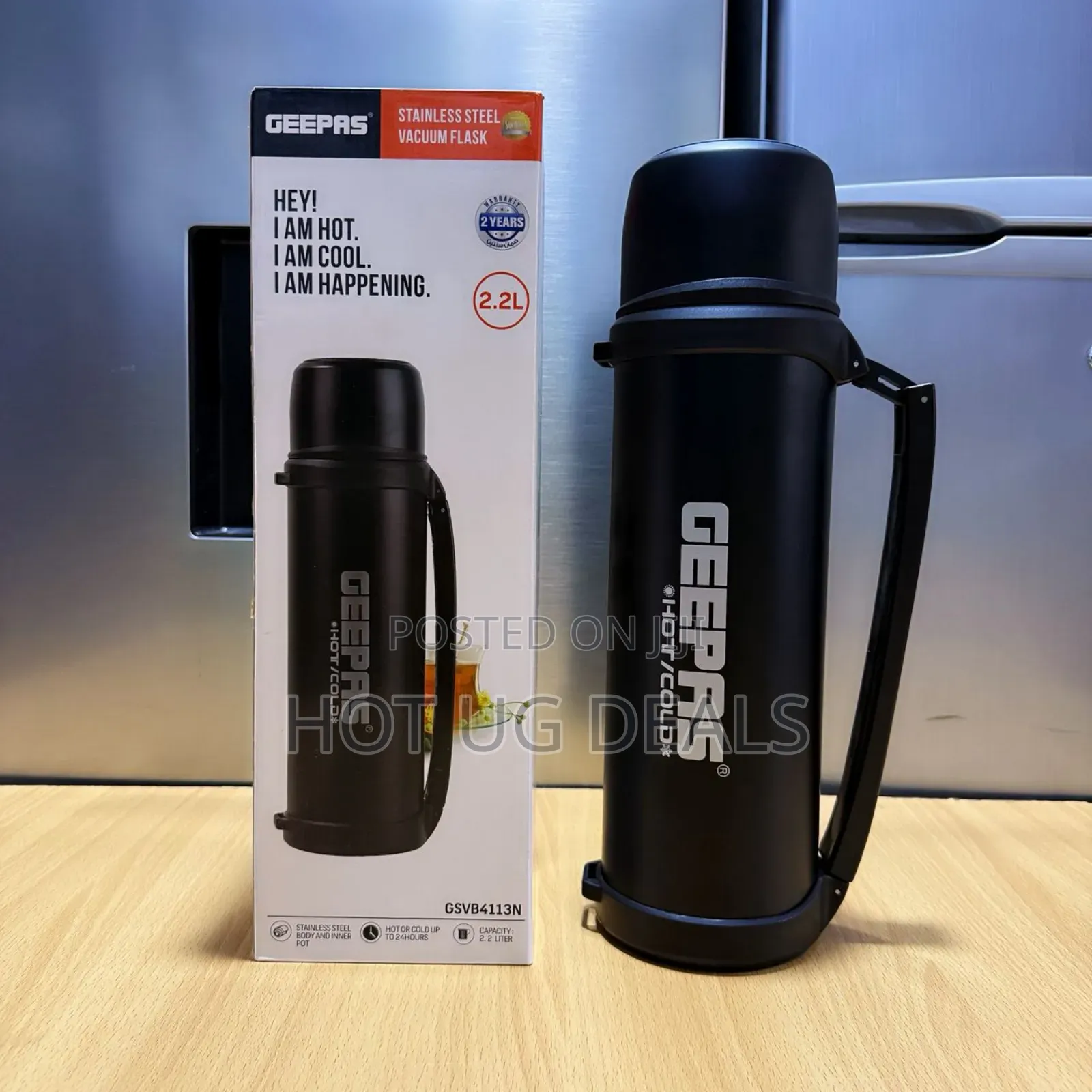 Geepas 2.2litres Vacuum Flask, Stainless Steel Bottle Keep Hot & Cold