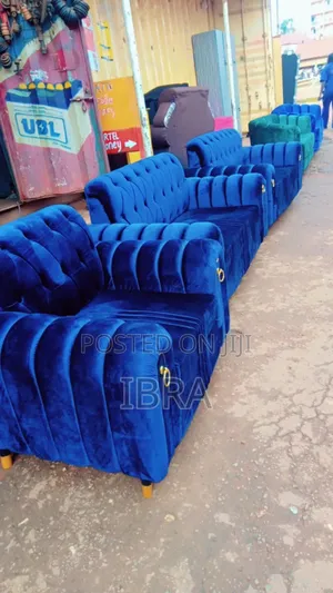 A Blue Five Seater Sofa Chester Field